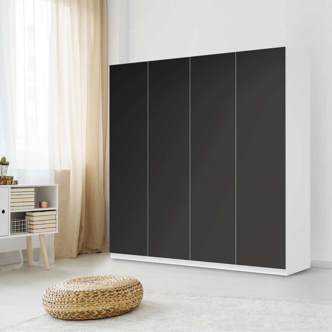 Klebefolie für Schränke Schwarz - IKEA Pax Schrank 201 cm Höhe - 4 Türen - Schlafzimmer