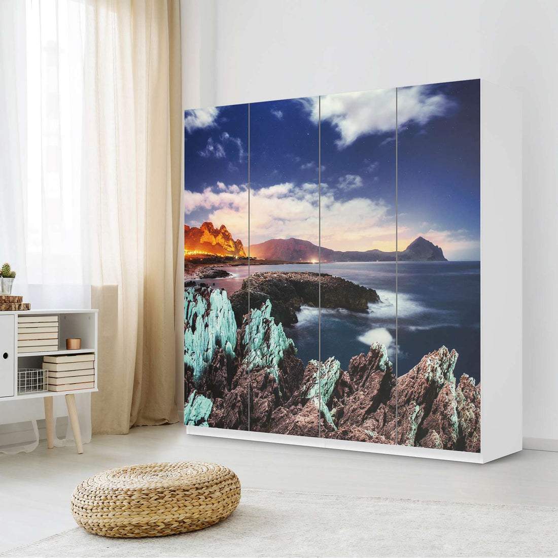 Klebefolie für Schränke Seaside - IKEA Pax Schrank 201 cm Höhe - 4 Türen - Schlafzimmer