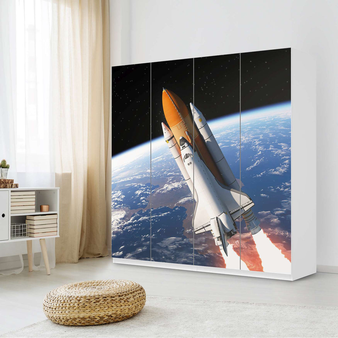 Klebefolie für Schränke Space Traveller - IKEA Pax Schrank 201 cm Höhe - 4 Türen - Schlafzimmer
