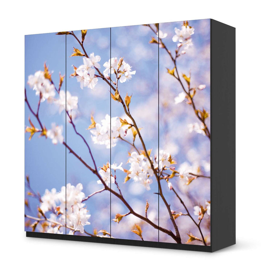 Klebefolie für Schränke Apple Blossoms - IKEA Pax Schrank 201 cm Höhe - 4 Türen - schwarz