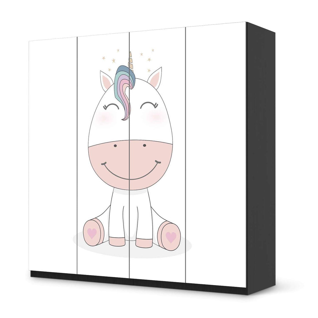 Klebefolie für Schränke Baby Unicorn - IKEA Pax Schrank 201 cm Höhe - 4 Türen - schwarz