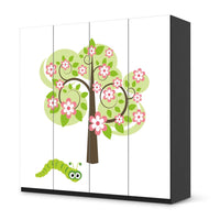 Klebefolie für Schränke Blooming Tree - IKEA Pax Schrank 201 cm Höhe - 4 Türen - schwarz