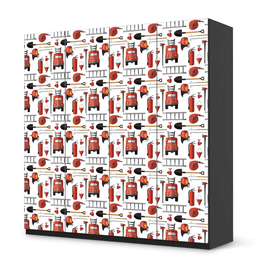 Klebefolie für Schränke Firefighter - IKEA Pax Schrank 201 cm Höhe - 4 Türen - schwarz