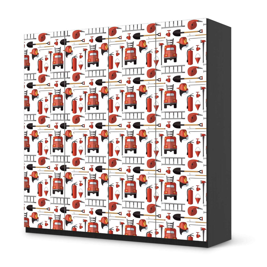 Klebefolie für Schränke Firefighter - IKEA Pax Schrank 201 cm Höhe - 4 Türen - schwarz