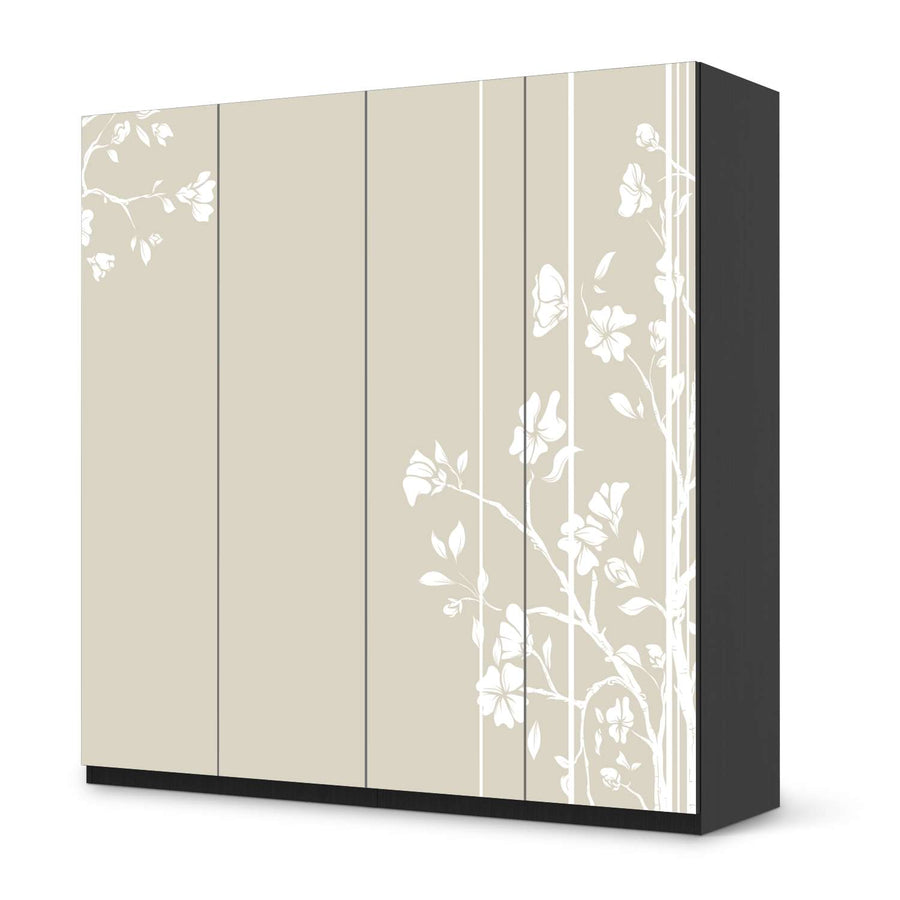 Klebefolie für Schränke Florals Plain 3 - IKEA Pax Schrank 201 cm Höhe - 4 Türen - schwarz