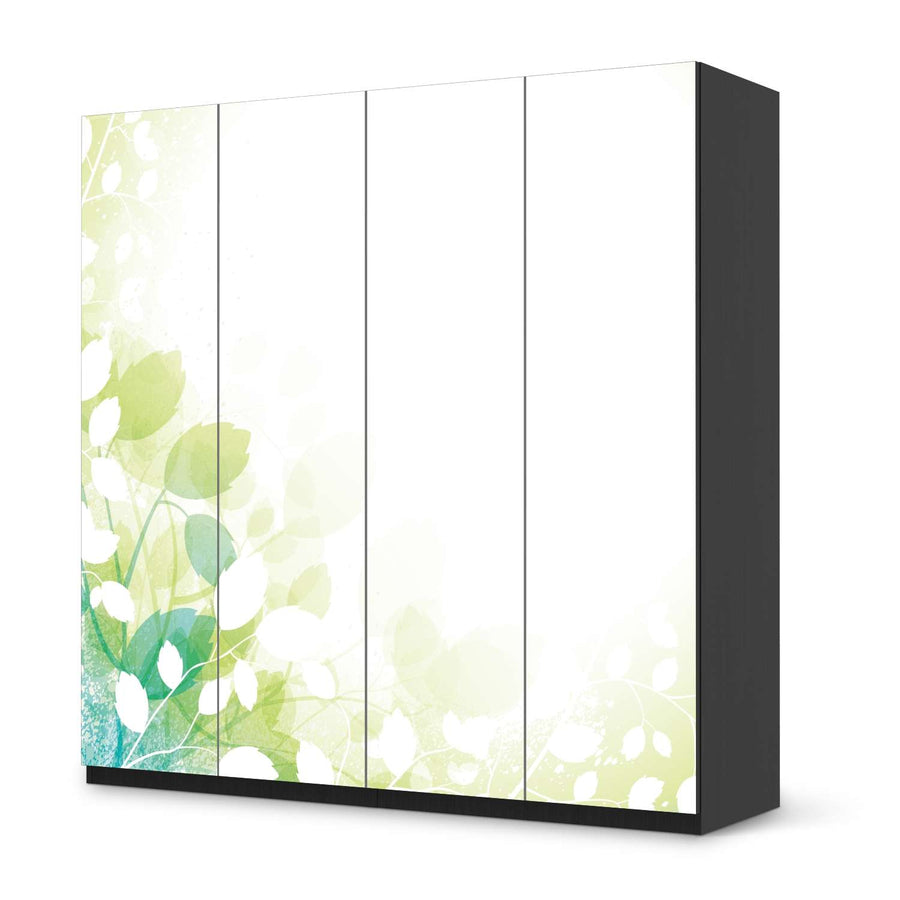Klebefolie für Schränke Flower Light - IKEA Pax Schrank 201 cm Höhe - 4 Türen - schwarz