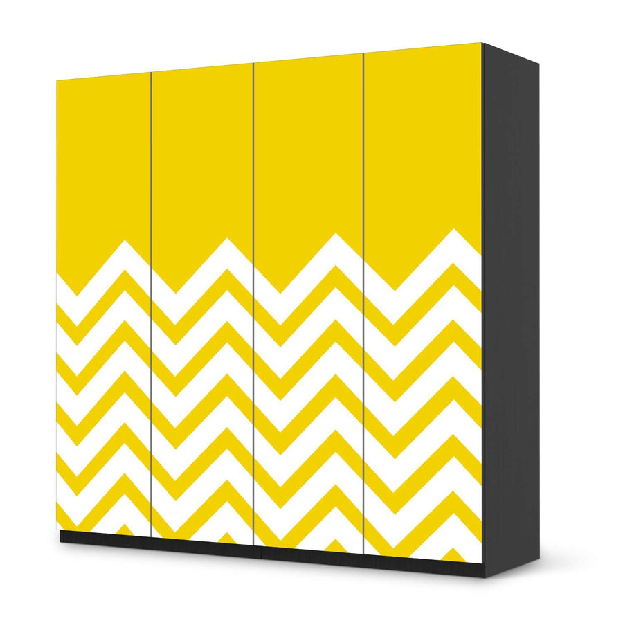 Klebefolie für Schränke Gelbe Zacken - IKEA Pax Schrank 201 cm Höhe - 4 Türen - schwarz