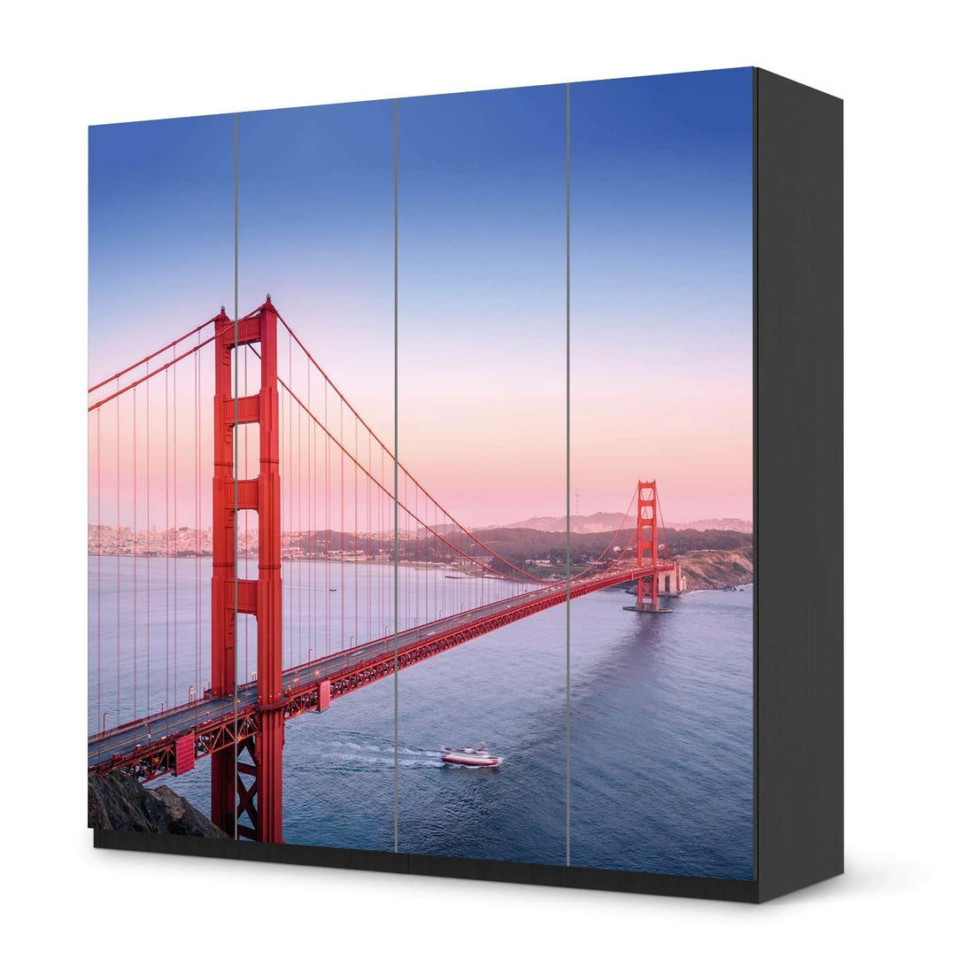 Klebefolie für Schränke Golden Gate - IKEA Pax Schrank 201 cm Höhe - 4 Türen - schwarz