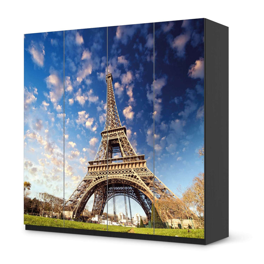 Klebefolie für Schränke La Tour Eiffel - IKEA Pax Schrank 201 cm Höhe - 4 Türen - schwarz