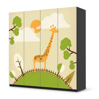 Klebefolie für Schränke Mountain Giraffe - IKEA Pax Schrank 201 cm Höhe - 4 Türen - schwarz