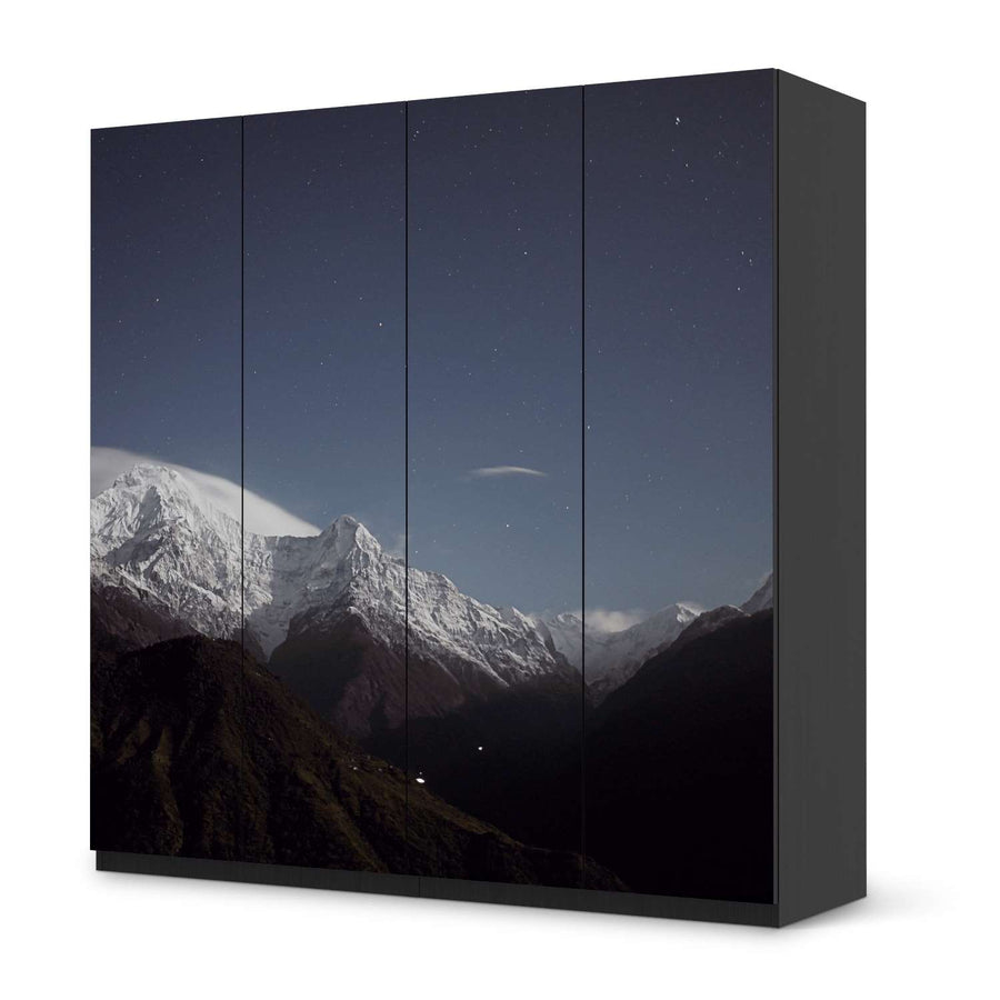 Klebefolie für Schränke Mountain Sky - IKEA Pax Schrank 201 cm Höhe - 4 Türen - schwarz