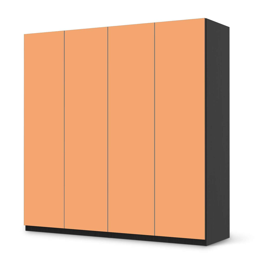 Klebefolie für Schränke Orange Light - IKEA Pax Schrank 201 cm Höhe - 4 Türen - schwarz
