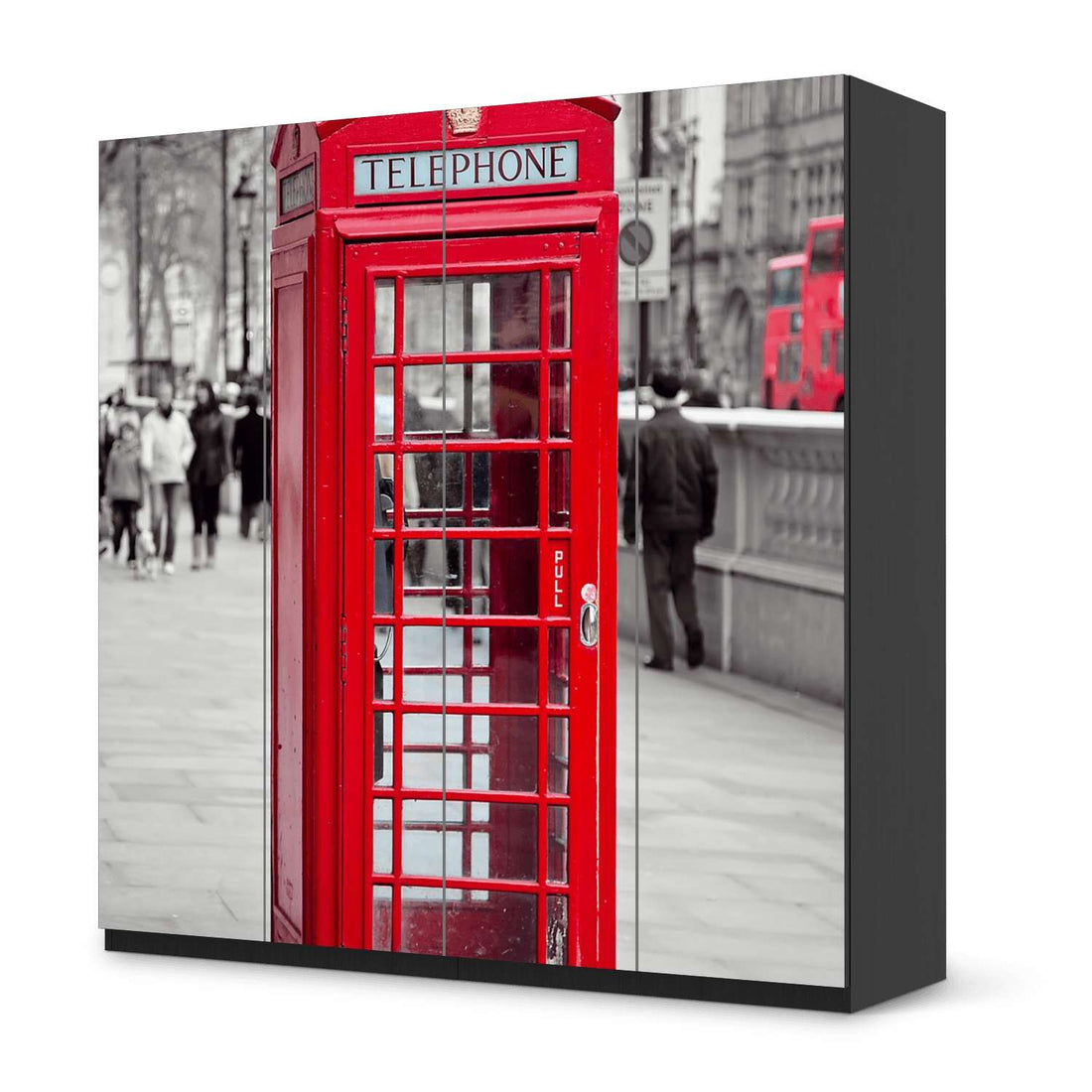 Klebefolie für Schränke Phone Box - IKEA Pax Schrank 201 cm Höhe - 4 Türen - schwarz