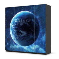 Klebefolie für Schränke Planet Blue - IKEA Pax Schrank 201 cm Höhe - 4 Türen - schwarz