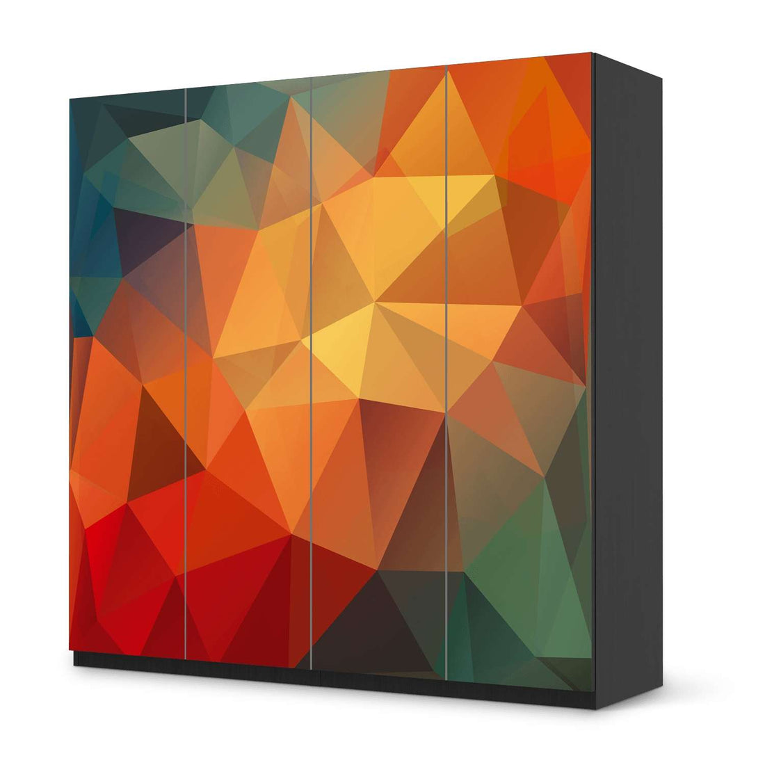 Klebefolie für Schränke Polygon - IKEA Pax Schrank 201 cm Höhe - 4 Türen - schwarz