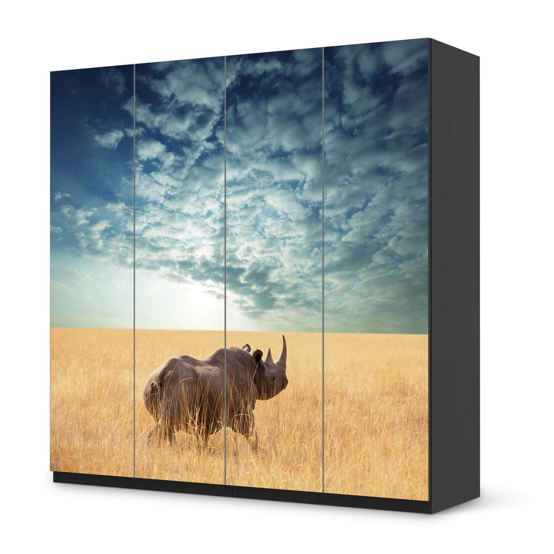 Klebefolie für Schränke Rhino - IKEA Pax Schrank 201 cm Höhe - 4 Türen - schwarz