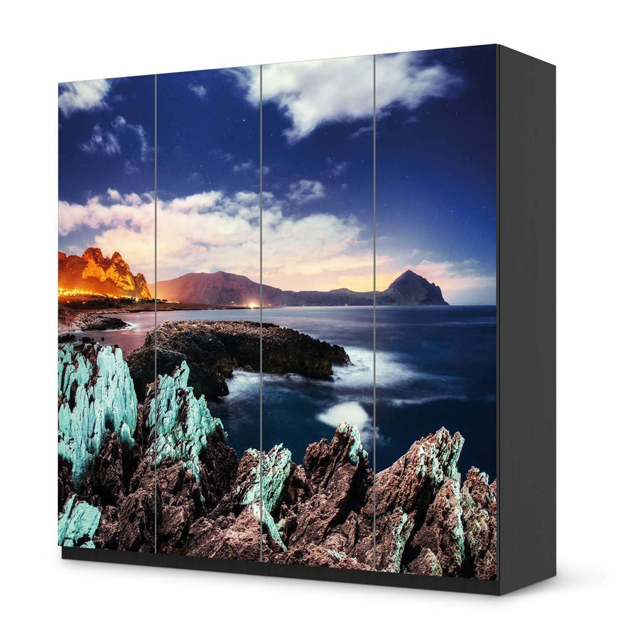 Klebefolie für Schränke Seaside - IKEA Pax Schrank 201 cm Höhe - 4 Türen - schwarz