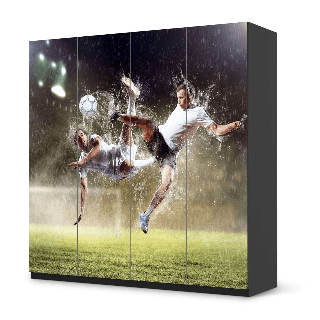 Klebefolie für Schränke Soccer - IKEA Pax Schrank 201 cm Höhe - 4 Türen - schwarz
