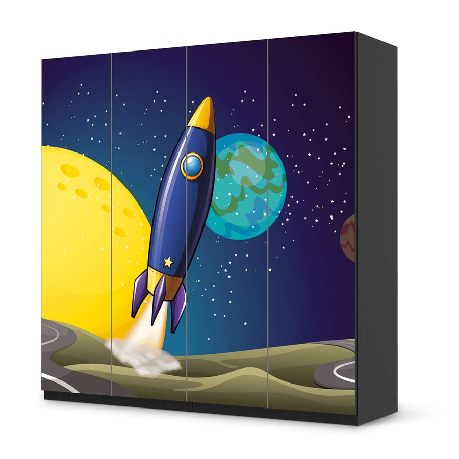 Klebefolie für Schränke Space Rocket - IKEA Pax Schrank 201 cm Höhe - 4 Türen - schwarz