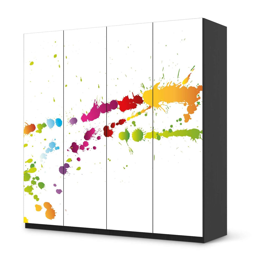 Klebefolie für Schränke Splash 2 - IKEA Pax Schrank 201 cm Höhe - 4 Türen - schwarz