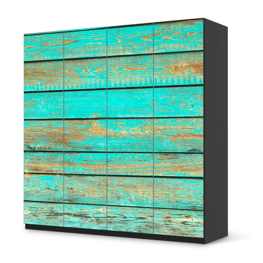 Klebefolie für Schränke Wooden Aqua - IKEA Pax Schrank 201 cm Höhe - 4 Türen - schwarz