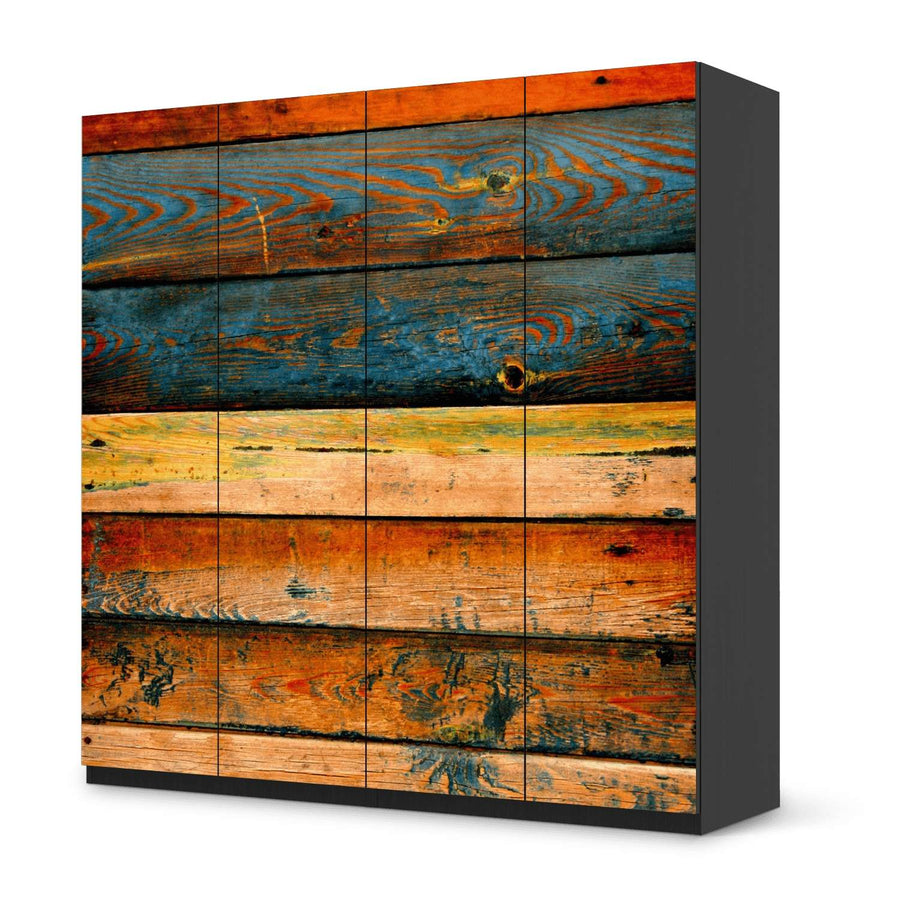 Klebefolie für Schränke Wooden - IKEA Pax Schrank 201 cm Höhe - 4 Türen - schwarz