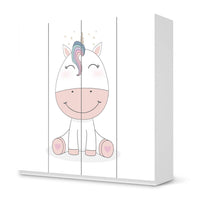 Klebefolie für Schränke Baby Unicorn - IKEA Pax Schrank 201 cm Höhe - 4 Türen - weiss