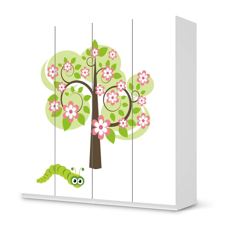Klebefolie für Schränke Blooming Tree - IKEA Pax Schrank 201 cm Höhe - 4 Türen - weiss