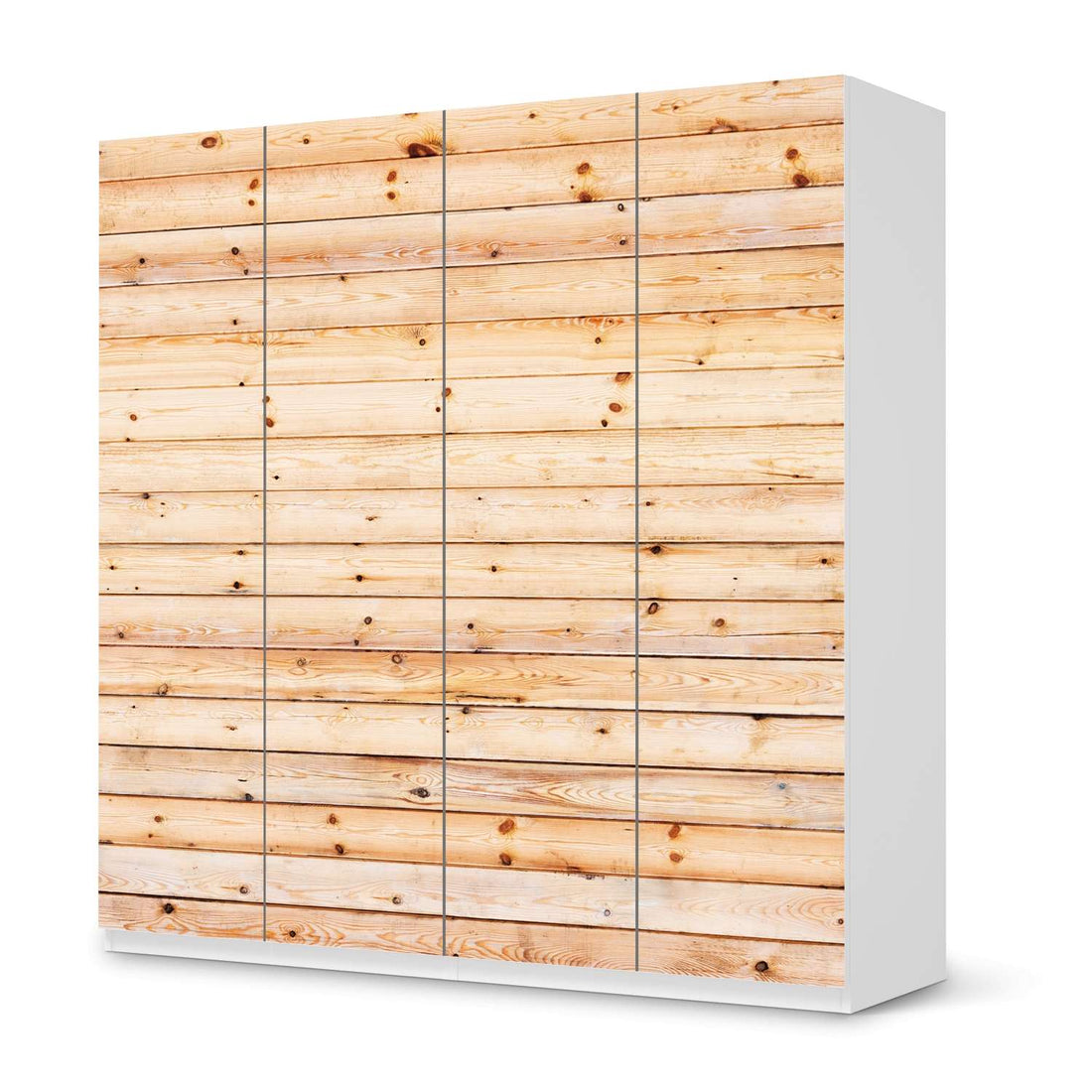 Klebefolie für Schränke Bright Planks - IKEA Pax Schrank 201 cm Höhe - 4 Türen - weiss