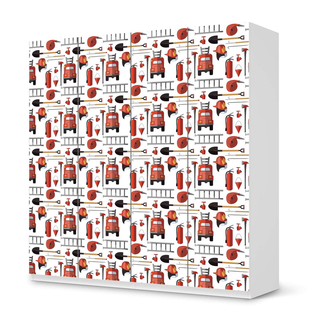 Klebefolie für Schränke Firefighter - IKEA Pax Schrank 201 cm Höhe - 4 Türen - weiss