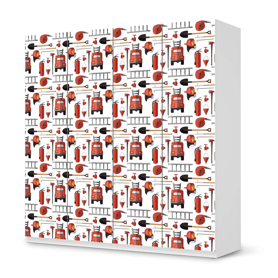 Klebefolie für Schränke Firefighter - IKEA Pax Schrank 201 cm Höhe - 4 Türen - weiss