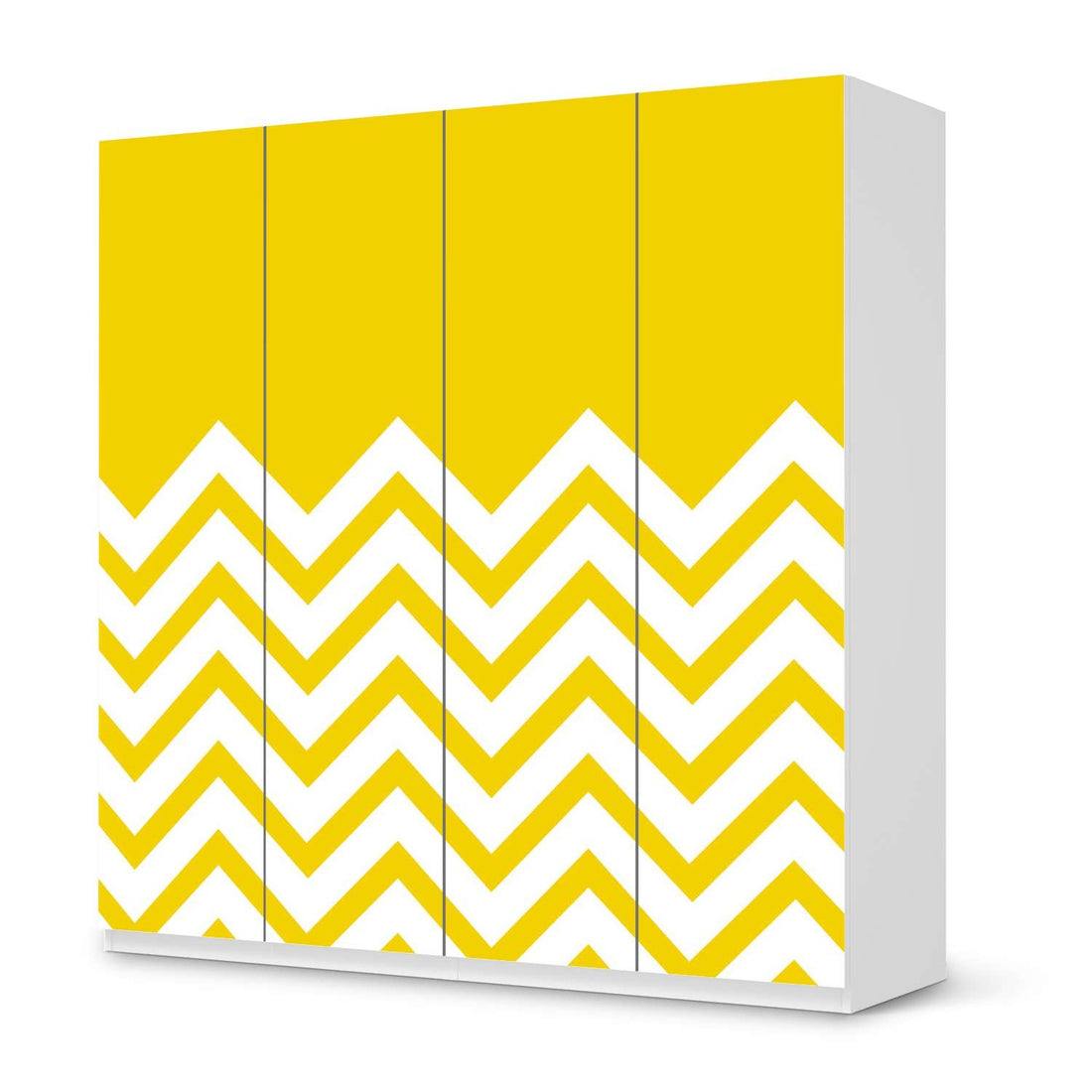 Klebefolie für Schränke Gelbe Zacken - IKEA Pax Schrank 201 cm Höhe - 4 Türen - weiss