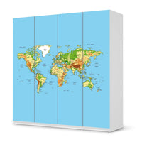 Klebefolie für Schränke Geografische Weltkarte - IKEA Pax Schrank 201 cm Höhe - 4 Türen - weiss