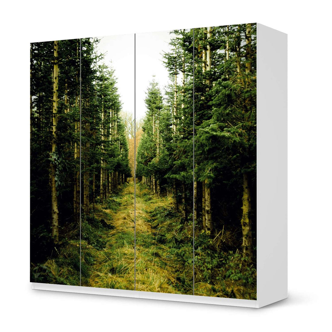Klebefolie für Schränke Green Alley - IKEA Pax Schrank 201 cm Höhe - 4 Türen - weiss