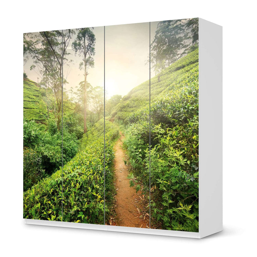 Klebefolie für Schränke Green Tea Fields - IKEA Pax Schrank 201 cm Höhe - 4 Türen - weiss