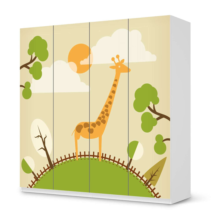 Klebefolie für Schränke Mountain Giraffe - IKEA Pax Schrank 201 cm Höhe - 4 Türen - weiss