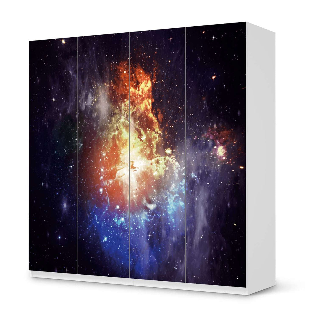 Klebefolie für Schränke Nebula - IKEA Pax Schrank 201 cm Höhe - 4 Türen - weiss
