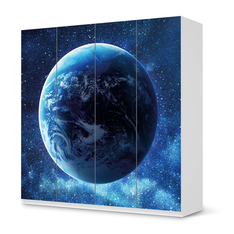 Klebefolie für Schränke Planet Blue - IKEA Pax Schrank 201 cm Höhe - 4 Türen - weiss