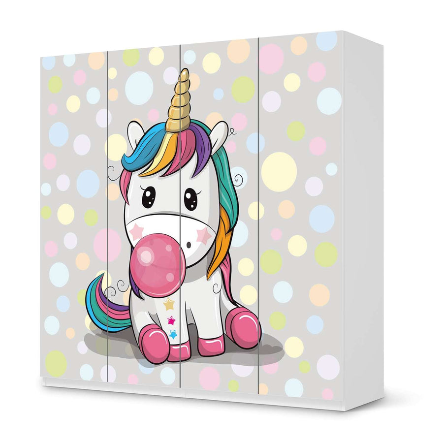 Klebefolie für Schränke Rainbow das Einhorn - IKEA Pax Schrank 201 cm Höhe - 4 Türen - weiss