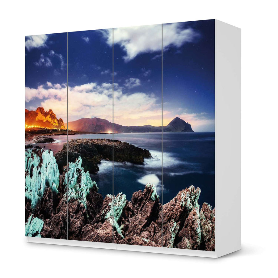 Klebefolie für Schränke Seaside - IKEA Pax Schrank 201 cm Höhe - 4 Türen - weiss