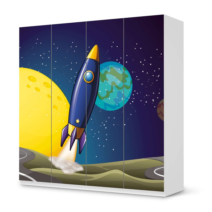 Klebefolie für Schränke Space Rocket - IKEA Pax Schrank 201 cm Höhe - 4 Türen - weiss