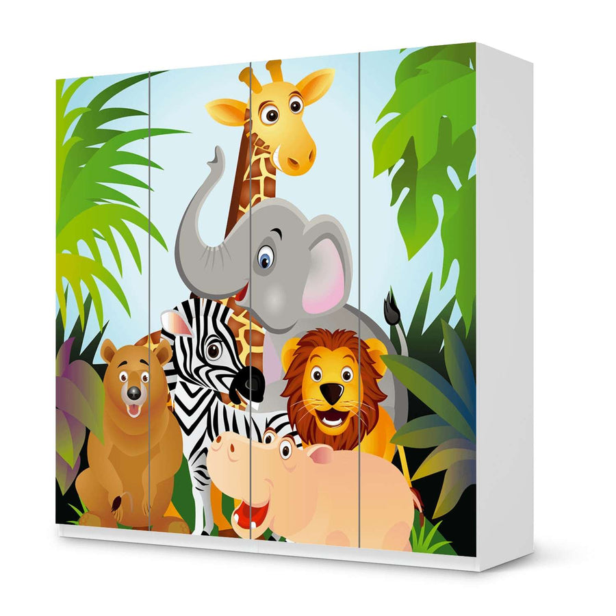 Klebefolie für Schränke Wild Animals - IKEA Pax Schrank 201 cm Höhe - 4 Türen - weiss