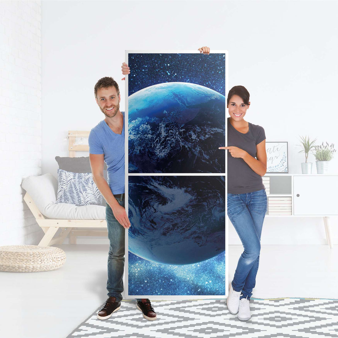 Klebefolie Planet Blue - IKEA Billy Regal 6 Fächer - Folie