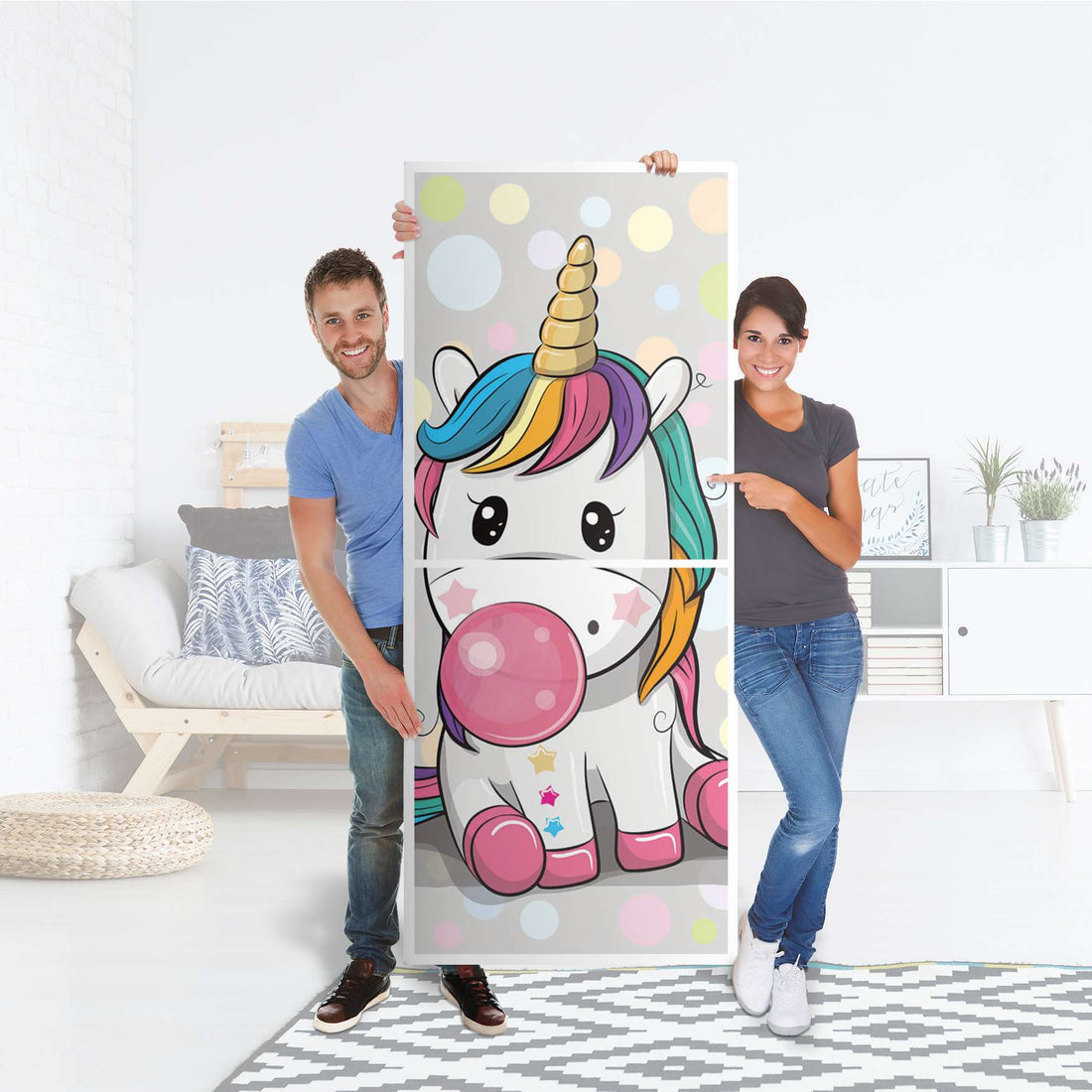 Klebefolie Rainbow das Einhorn - IKEA Billy Regal 6 Fächer - Folie