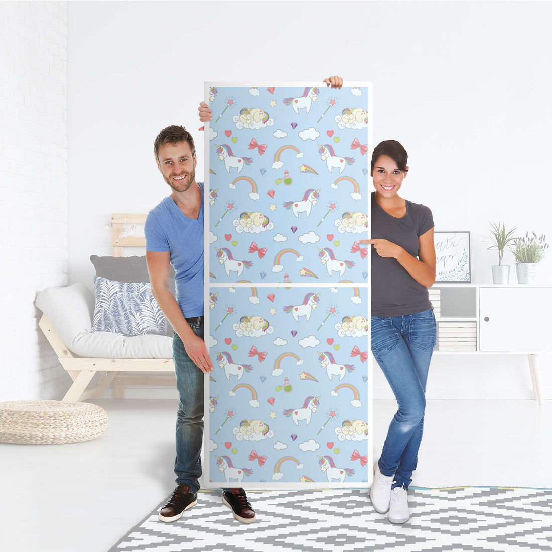 Klebefolie Rainbow Unicorn - IKEA Billy Regal 6 Fächer - Folie