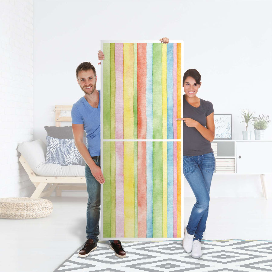 Klebefolie Watercolor Stripes - IKEA Billy Regal 6 Fächer - Folie