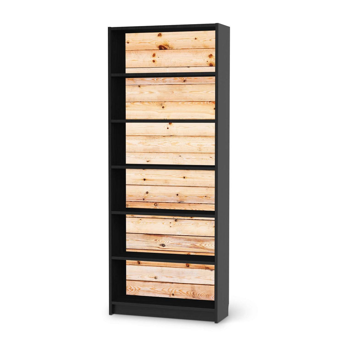 Klebefolie Bright Planks - IKEA Billy Regal 6 Fächer - schwarz