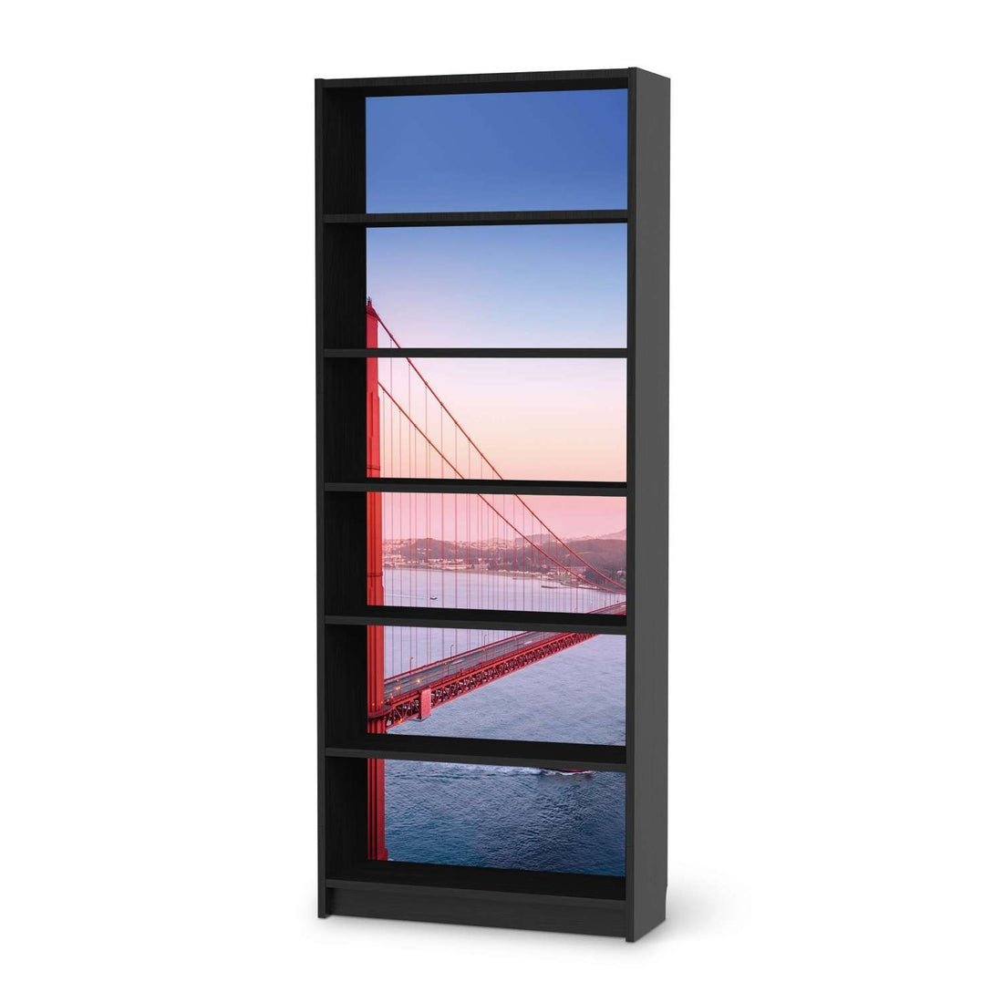Klebefolie Golden Gate - IKEA Billy Regal 6 Fächer - schwarz