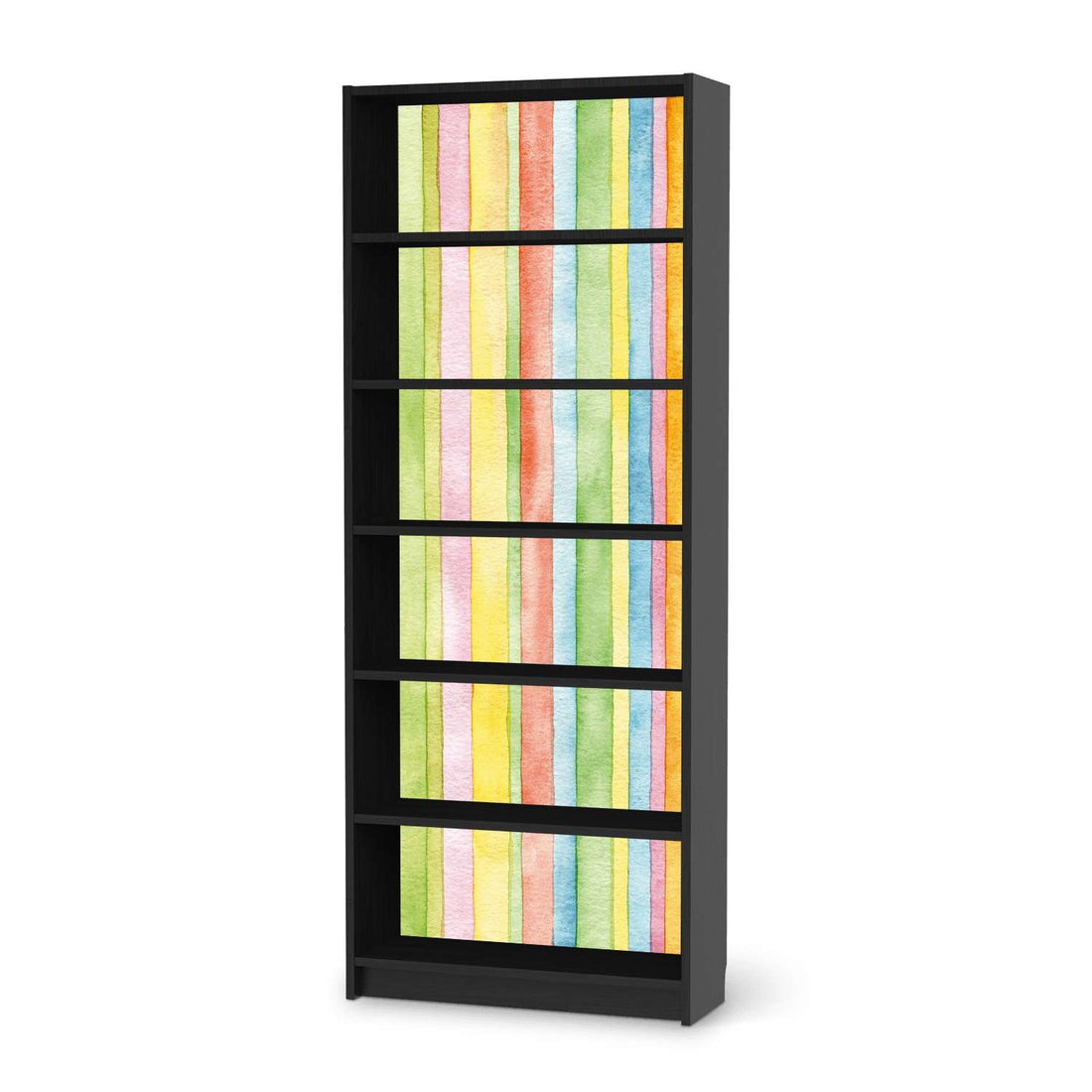 Klebefolie Watercolor Stripes - IKEA Billy Regal 6 Fächer - schwarz