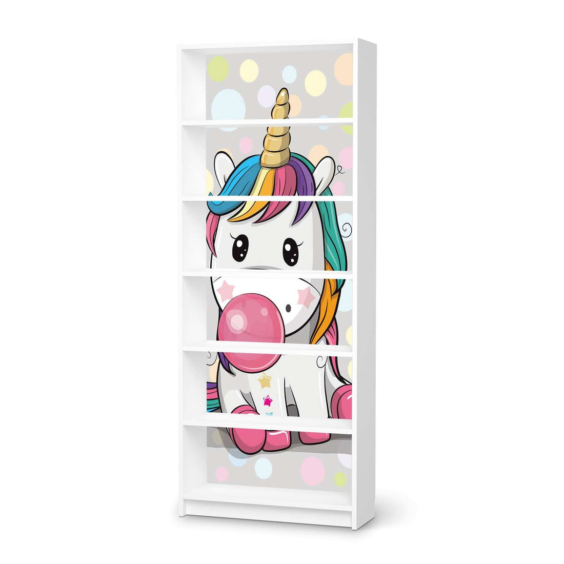 Klebefolie Rainbow das Einhorn - IKEA Billy Regal 6 Fächer - weiss